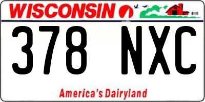 WI license plate 378NXC