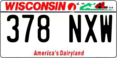 WI license plate 378NXW
