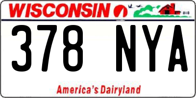 WI license plate 378NYA