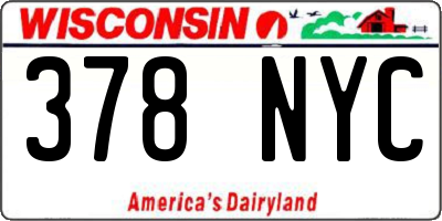 WI license plate 378NYC