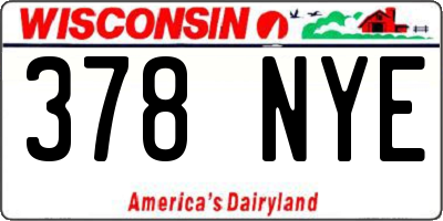 WI license plate 378NYE