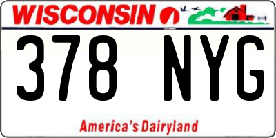 WI license plate 378NYG