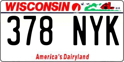 WI license plate 378NYK