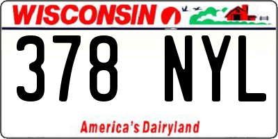 WI license plate 378NYL