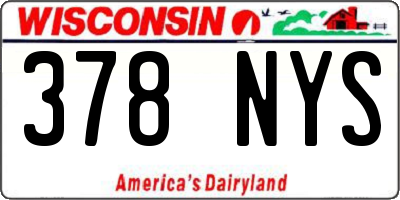WI license plate 378NYS