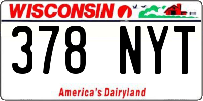 WI license plate 378NYT