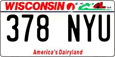 WI license plate 378NYU
