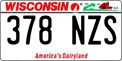 WI license plate 378NZS