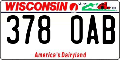 WI license plate 378OAB