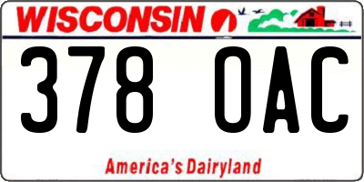 WI license plate 378OAC
