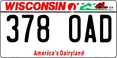 WI license plate 378OAD