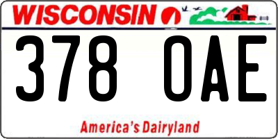 WI license plate 378OAE