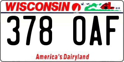 WI license plate 378OAF