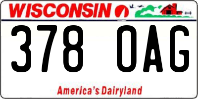 WI license plate 378OAG
