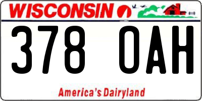 WI license plate 378OAH