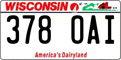 WI license plate 378OAI