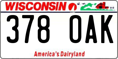 WI license plate 378OAK