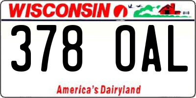 WI license plate 378OAL