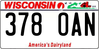 WI license plate 378OAN