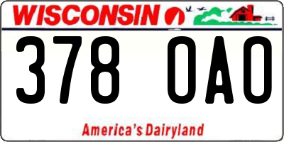 WI license plate 378OAO