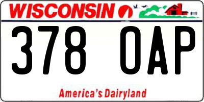 WI license plate 378OAP