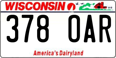 WI license plate 378OAR
