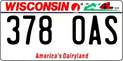 WI license plate 378OAS