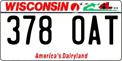 WI license plate 378OAT