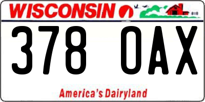 WI license plate 378OAX