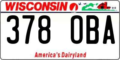 WI license plate 378OBA