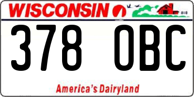 WI license plate 378OBC