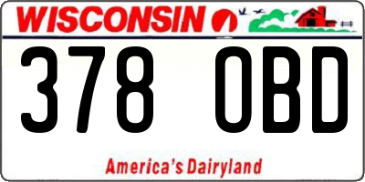 WI license plate 378OBD