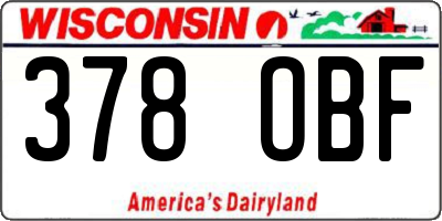 WI license plate 378OBF
