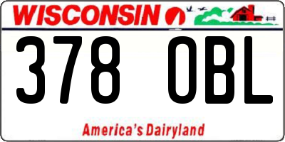 WI license plate 378OBL