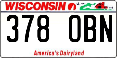 WI license plate 378OBN