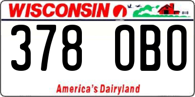 WI license plate 378OBO