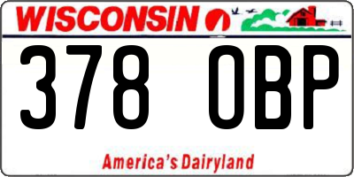 WI license plate 378OBP