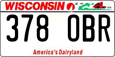 WI license plate 378OBR