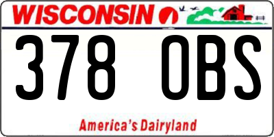 WI license plate 378OBS