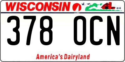 WI license plate 378OCN