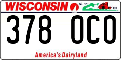WI license plate 378OCO