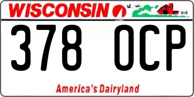 WI license plate 378OCP