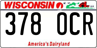 WI license plate 378OCR