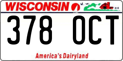 WI license plate 378OCT