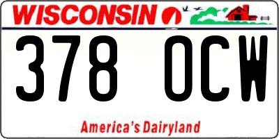 WI license plate 378OCW