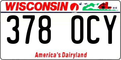 WI license plate 378OCY