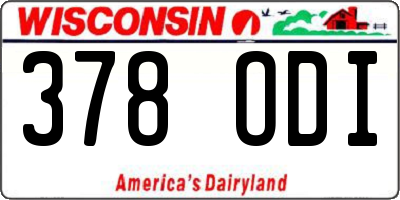 WI license plate 378ODI