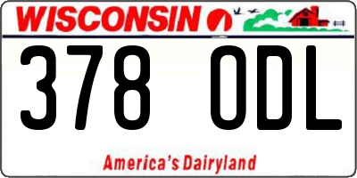 WI license plate 378ODL