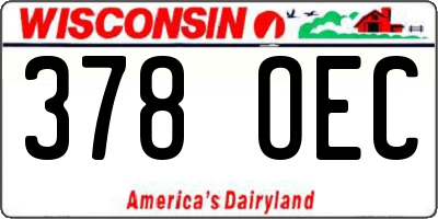 WI license plate 378OEC