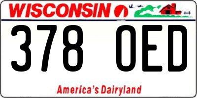 WI license plate 378OED